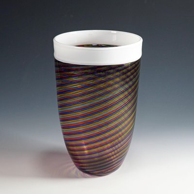 Large Filigrana Art Glass Vase with Multicoloured Bands from Cenedese-KJP-1267665