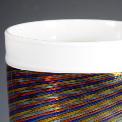 Large Filigrana Art Glass Vase with Multicoloured Bands from Cenedese-KJP-1267665