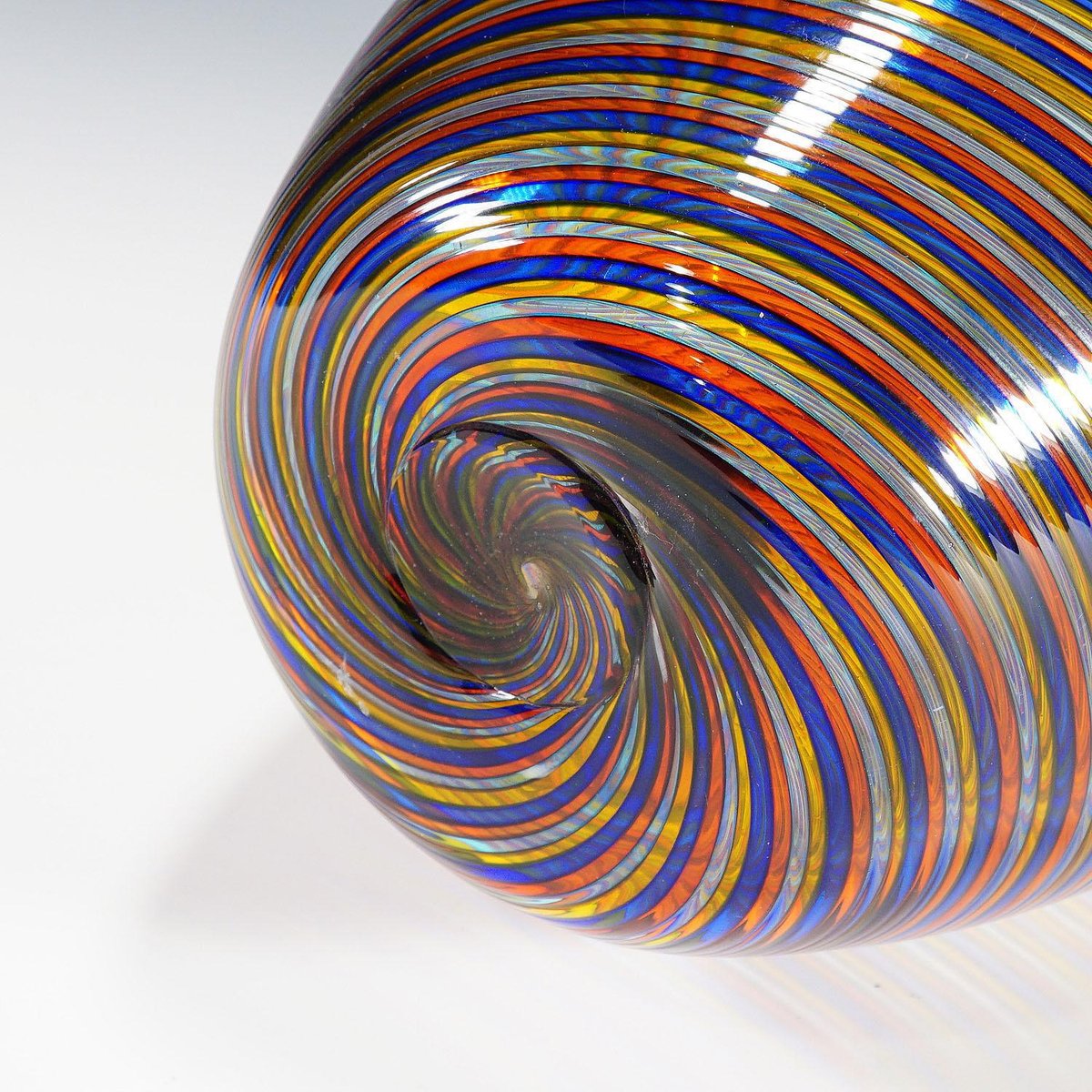 Large Filigrana Art Glass Vase with Multicoloured Bands from Cenedese