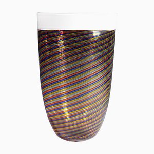 Large Filigrana Art Glass Vase with Multicoloured Bands from Cenedese-KJP-1267665