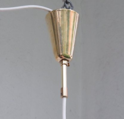 Large Flashed Glass & Brass Cylinder Ceiling Lamps Attributed to Peill & Putzler, 1960s, Set of 2-EY-702859