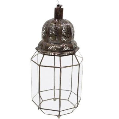 Large Floor Lantern in Brass and Glass-TCS-1320039