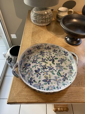 Large Floral Ceramic Dish from Jacques Laurent, 1950s-TEP-1452398