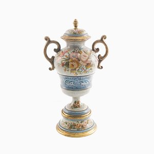 Large Floral & Gold Vase by G. Nico for Bassano, 1800s-NJV-850298