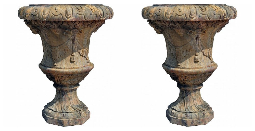 Large Florentine Ornamental Vases in Impruneta Terracotta, Late 19th Century, Set of 2