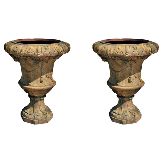 Large Florentine Ornamental Vases in Terracotta, Early 20th Century, Set of 2