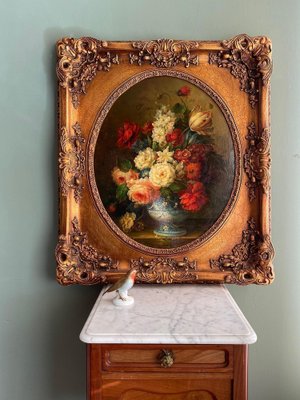 Large Flower Still Life, Acrylic on Canvas, 1980s, Framed-CJU-1754285