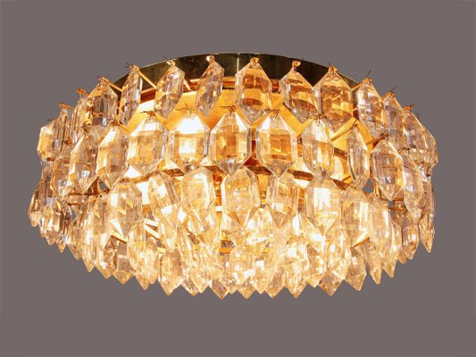 Large Flush Mount Chandelier in Crystal & Brass from Lobmeyr / Bakalowits & Sons-DEK-932572