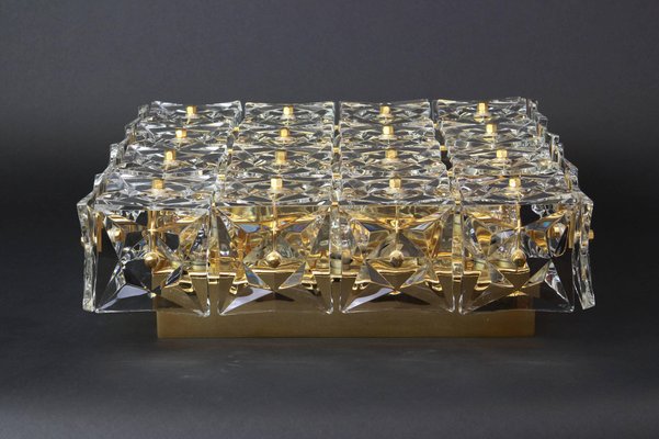 Large Flush Mount Faceted Crystal Light Fixture by Kinkeldey, Germany, 1970s-UGR-1085649