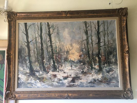 Large Forest Oil Painting on Canvas, 1950-WQQ-872470