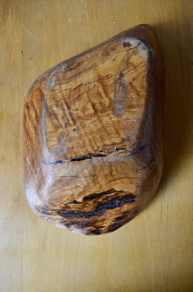 Large Free-form Bowl In Brutalist Olive Wood, 1960s