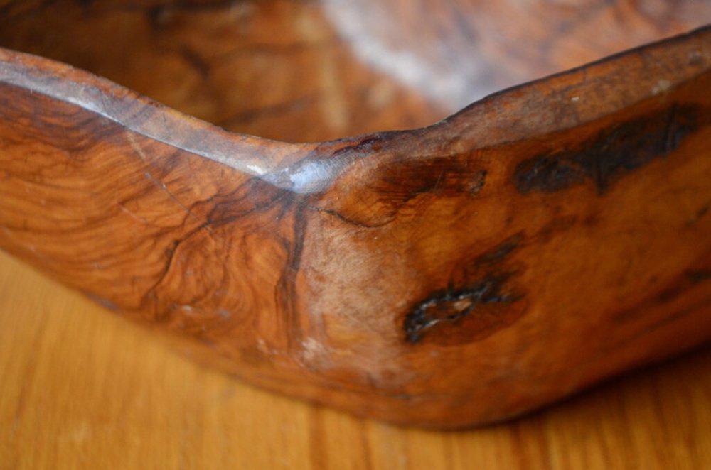 Large Free-form Bowl In Brutalist Olive Wood, 1960s