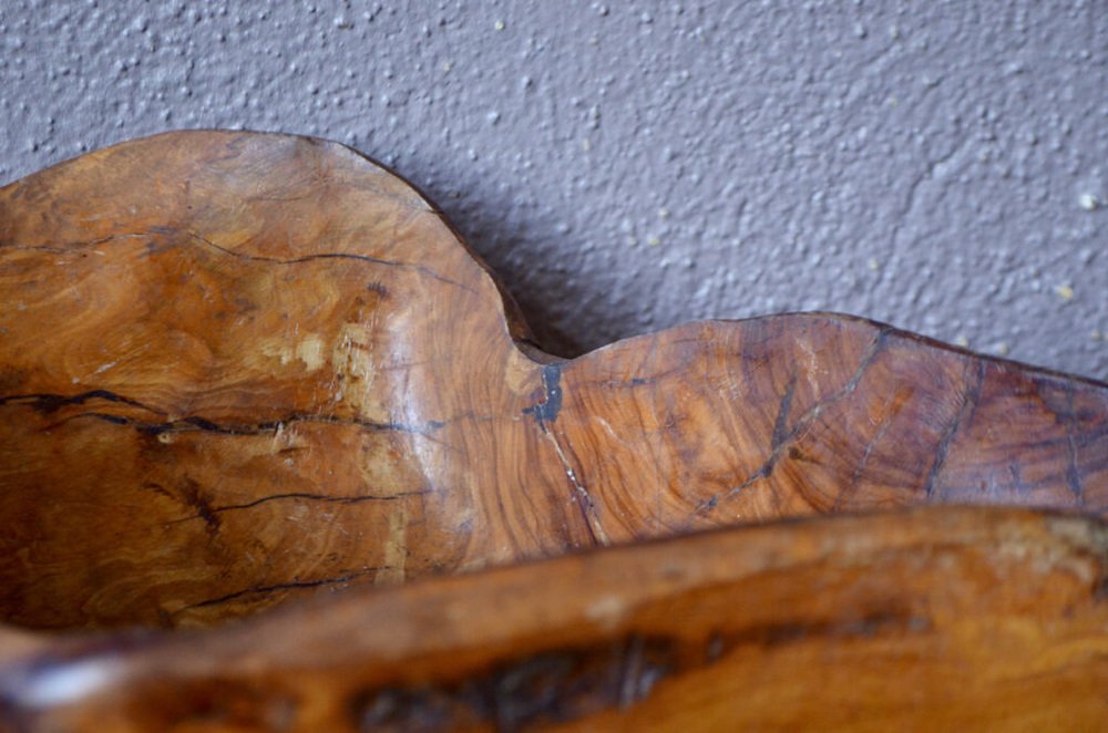 Large Free-form Bowl In Brutalist Olive Wood, 1960s-AIU-1716593