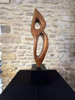 Large Freeform Sculpture, 1960s, Wood on Marble Base-EVQ-2040451