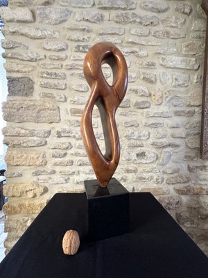 Large Freeform Sculpture, 1960s, Wood on Marble Base-EVQ-2040451