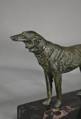 Large French Art Deco Borzoi Dogs Sculpture-CTD-1066781