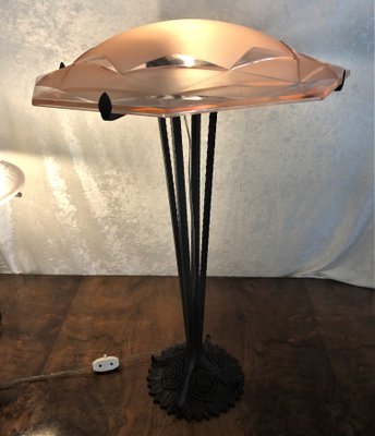 Large French Art Deco Floor Lamp from Degué, 1930s-QVR-951272