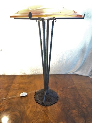 Large French Art Deco Floor Lamp from Degué, 1930s-QVR-951272