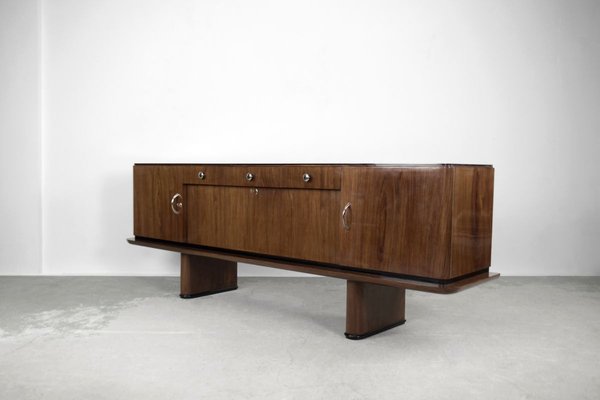 Large French Art Deco Walnut Buffet, 1920s-ZAA-909010