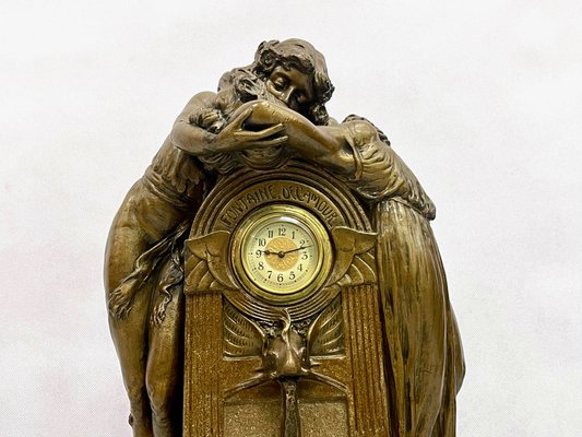 Large French Art Nouveau No 112 Fontaine De Labour Table Clock in Plaster from Lb Deposee, 1890s-ZCY-1623919