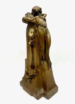 Large French Art Nouveau No 112 Fontaine De Labour Table Clock in Plaster from Lb Deposee, 1890s-ZCY-1623919