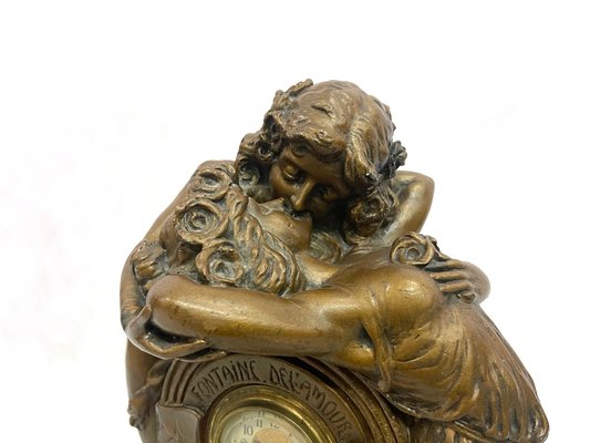 Large French Art Nouveau No 112 Fontaine De Labour Table Clock in Plaster from Lb Deposee, 1890s-ZCY-1623919