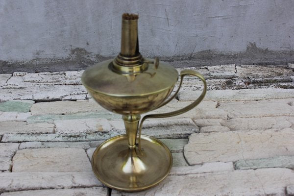 Large French Brass Desk Oil Lamp-UWJ-1288496