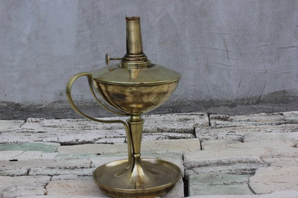 Large French Brass Desk Oil Lamp-UWJ-1288496