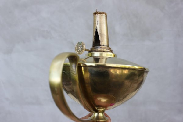 Large French Brass Desk Oil Lamp-UWJ-1288496