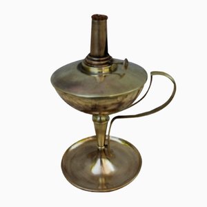 Large French Brass Desk Oil Lamp-UWJ-1288496