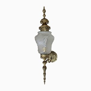 Large French Bronze & Glass Sconces, 1920s, Set of 2-NOU-696268