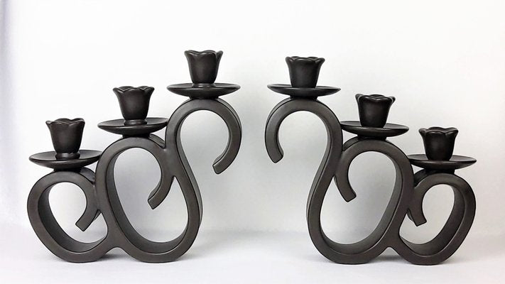 Large French Ceramic Candleholders by Giraud-Vallauris, 1950s, Set of 2-YBU-556497