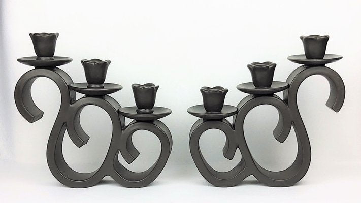 Large French Ceramic Candleholders by Giraud-Vallauris, 1950s, Set of 2-YBU-556497