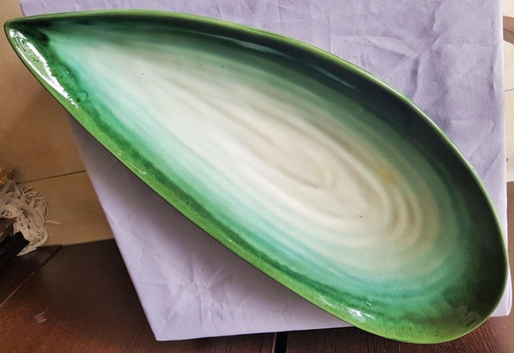 Large French Ceramic Shell in Mussel Shape from Pol Chambost, 1960s