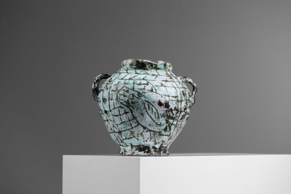 Large French Ceramic Vase by Jérôme Massier for Vallauris, 1960s-YU-1312225