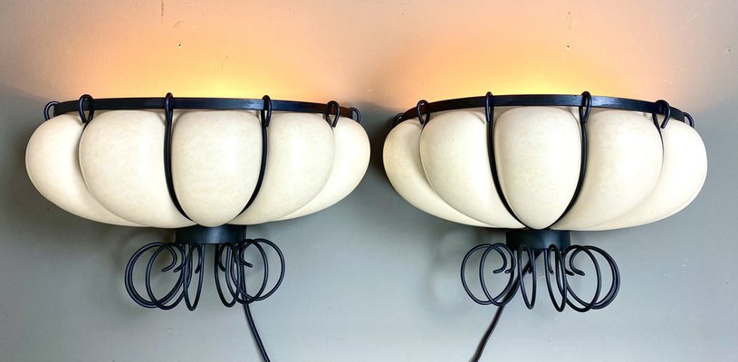 Large French Ceramic Wall Lights from Kostka, 1970s, Set of 2-WZZ-1189535