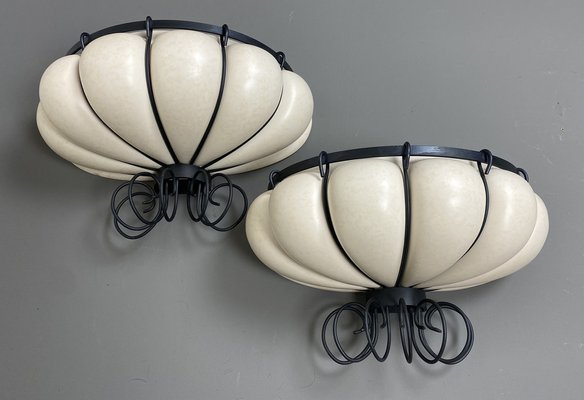 Large French Ceramic Wall Lights from Kostka, 1970s, Set of 2-WZZ-1189535