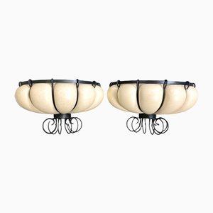 Large French Ceramic Wall Lights from Kostka, 1970s, Set of 2-WZZ-1189535