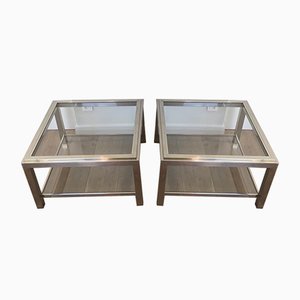 Large French Chrome Side Tables, 1970s, Set of 2-BA-697591