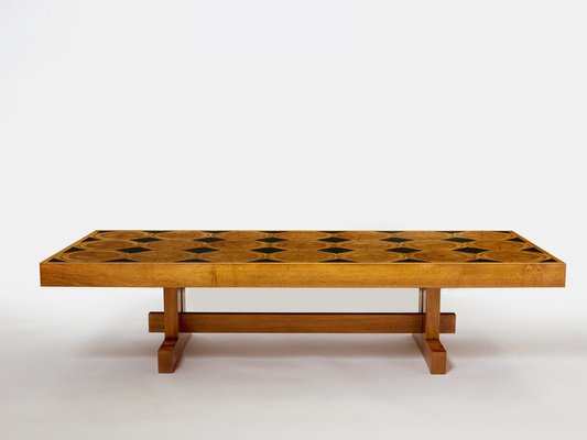 Large French Coffee Table in Oak with Slate Top, 1960s-YJA-1759584