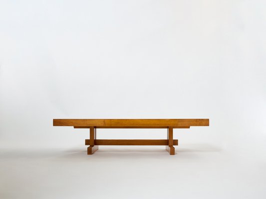 Large French Coffee Table in Oak with Slate Top, 1960s-YJA-1759584