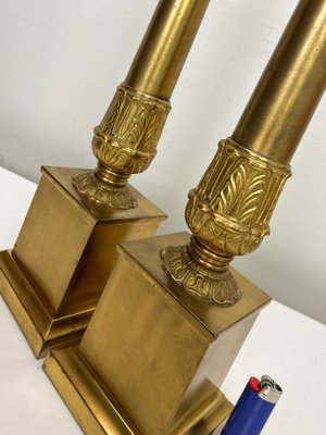 Large French Empire Style Brass Table Lamps, 1940s, Set of 2-WZZ-1786823