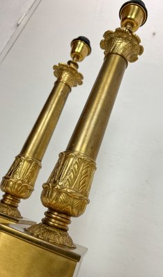 Large French Empire Style Brass Table Lamps, 1940s, Set of 2-WZZ-1786823