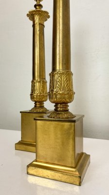 Large French Empire Style Brass Table Lamps, 1940s, Set of 2-WZZ-1786823