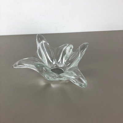 Large French Floral Crystal Glass Shell Bowl by Art Vannes, France, 1970s-QZ-1064962