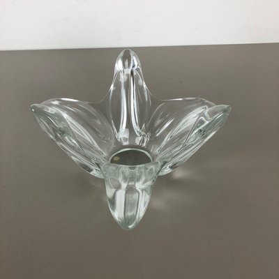 Large French Floral Crystal Glass Shell Bowl by Art Vannes, France, 1970s-QZ-1064962