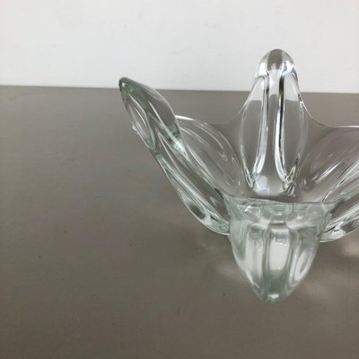 Large French Floral Crystal Glass Shell Bowl by Art Vannes, France, 1970s-QZ-1064962