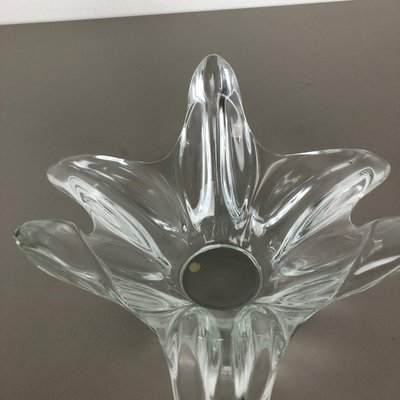 Large French Floral Crystal Glass Shell Bowl by Art Vannes, France, 1970s-QZ-1064962