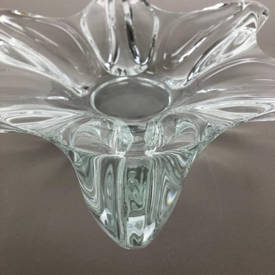 Large French Floral Crystal Glass Shell Bowl by Vannes Art, 1970s-QZ-1081440