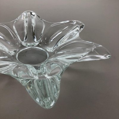 Large French Floral Crystal Glass Shell Bowl by Vannes Art, 1970s-QZ-1081440